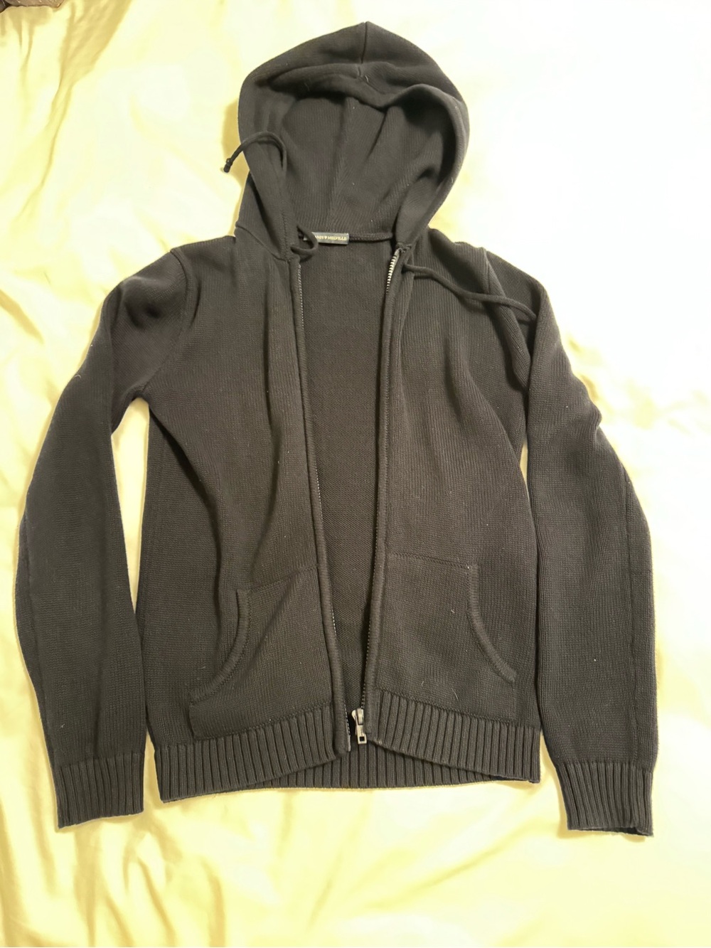 Brandy Melville Navy Zip-Up Hooded Sweater